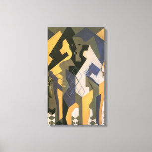 Harlekijn aan een tafel van Juan Gris, Vintage Cub Canvas Afdruk