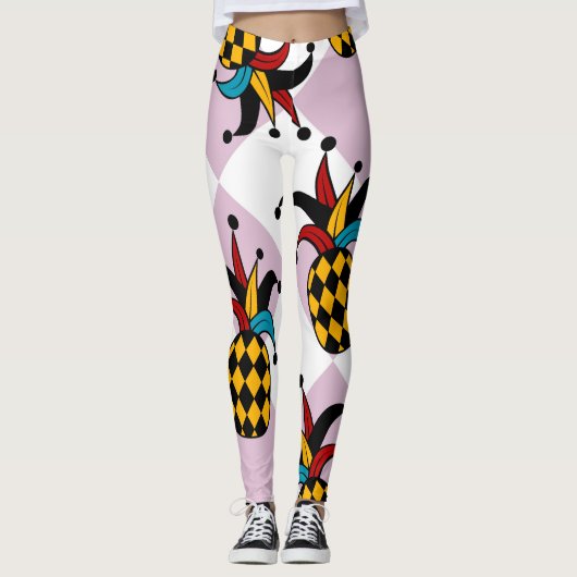 Harlekijn Ananas: Gestileerde Doodle Vintage Leggings (Voorkant)