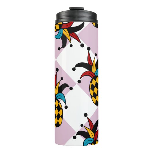 Harlekijn Ananas: Gestileerde Doodle Vintage Thermosbeker (Voorkant)
