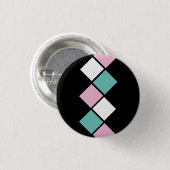 Harlekijn Button (Zwart, Aqua & Roze) (Voorkant /achterkant)