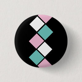 Harlekijn Button (Zwart, Aqua & Roze)