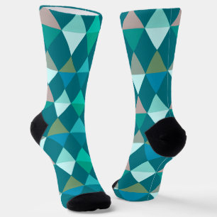 Harlekijn / diamant patroon - Turkoois en Aqua Sokken