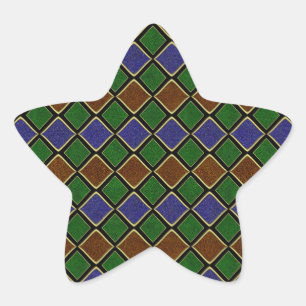 Harlekijn Diamant Raster: Getextureerde Harmonie Ster Sticker