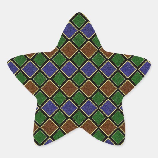 Harlekijn Diamant Raster: Getextureerde Harmonie Ster Sticker (Voorkant)