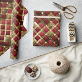 Harlekijn Diamanten Rood en Goud ID1031 Cadeaupapier