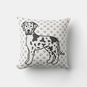 Harlekijn Dog Argwan Cute Cartoon Hond & Pootafdru Kussen