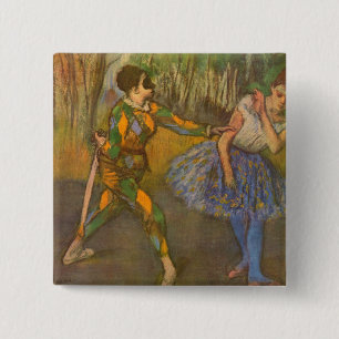 Harlekijn en Columbine door Edgar Degas Vintage Ku Vierkante Button 5,1 Cm