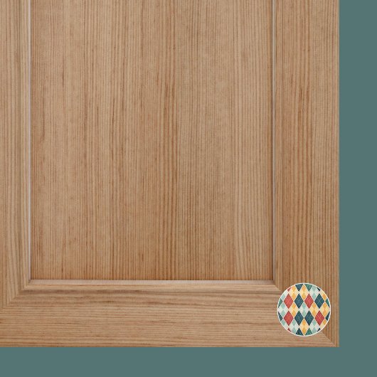 Harlekijn Goud Rood Groen Argyle Patroon Keramische Knop