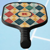 Harlekijn  Goud Rood Groen Monogram Argyle Pickleball Paddle