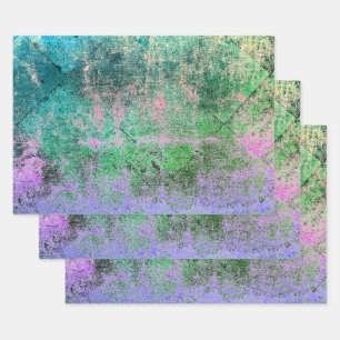  Harlekijn Groene Paarse Grunge Textuur Inpakpapier Vel