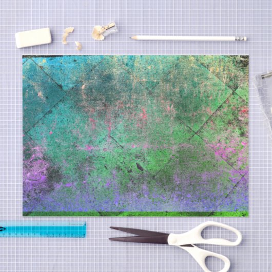  Harlekijn Groene Paarse Grunge Textuur Tissuepapier (Craft)