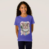 Harlekijn in een masker met een pauwenveer t-shirt (Voorkant volledig)