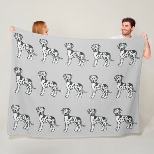 Harlekijn Jas Great Dane Honden Patroon Op Grijs Fleece Deken