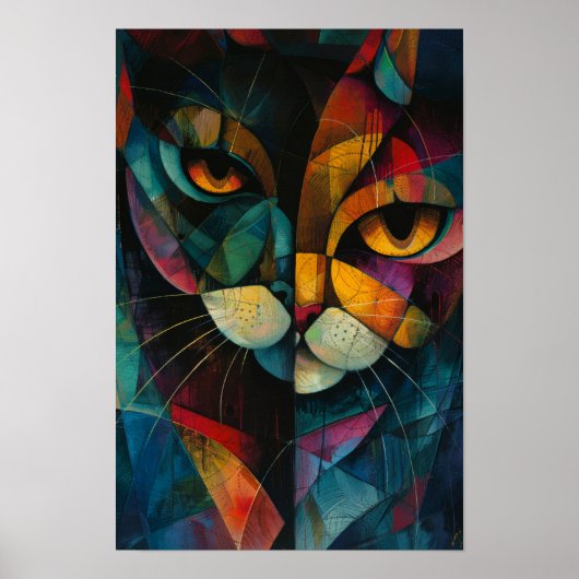 Harlekijn Katten: Whimsical Circus Kleur Kunst Poster (Voorkant)
