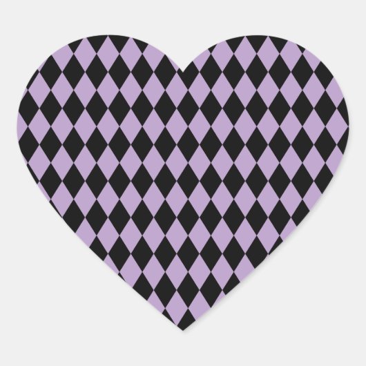 Harlekijn Lila en zwart Hart Sticker (Voorkant)
