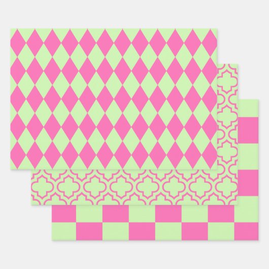 Harlekijn Marokkaanse Checker DIY Kleuren Selderij Inpakpapier Vel (Set)