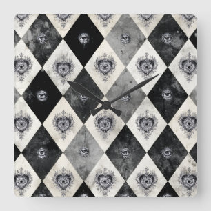 Harlekijn met Wandklok met All-Seeings Eyes