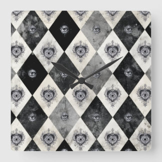 Harlekijn met Wandklok met All-Seeings Eyes