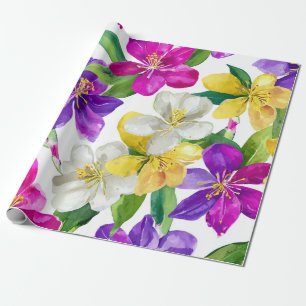 Harlekijn Orchidee Multikleur Paars Geel Bloem Cadeaupapier