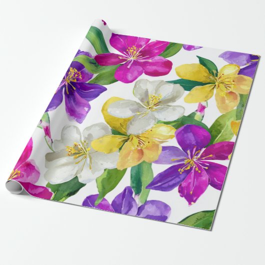 Harlekijn Orchidee Multikleur Paars Geel Bloem Cadeaupapier (Uitgerold)