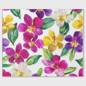 Harlekijn Orchidee Multikleur Paars Geel Bloemig Cadeaupapier (Vlak)