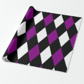 Harlekijn paarse zwart-witte clown circus cadeaupapier (Uitgerold)