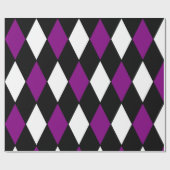 Harlekijn paarse zwart-witte clown circus cadeaupapier (Vlak)