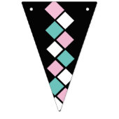 Harlekijn Party Banner (Zwart, Aqua & Roze) (Eerste vlag)