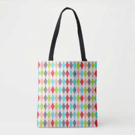 Harlekijn patroon diamant & stippen multi-kleur tote bag