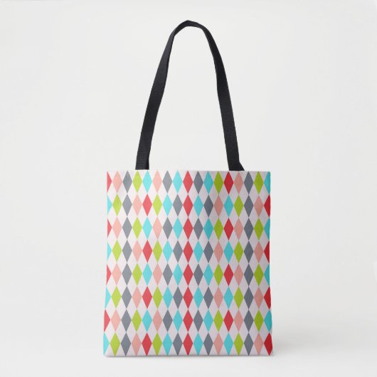 Harlekijn patroon diamant & stippen multi-kleur tote bag (Voorkant)