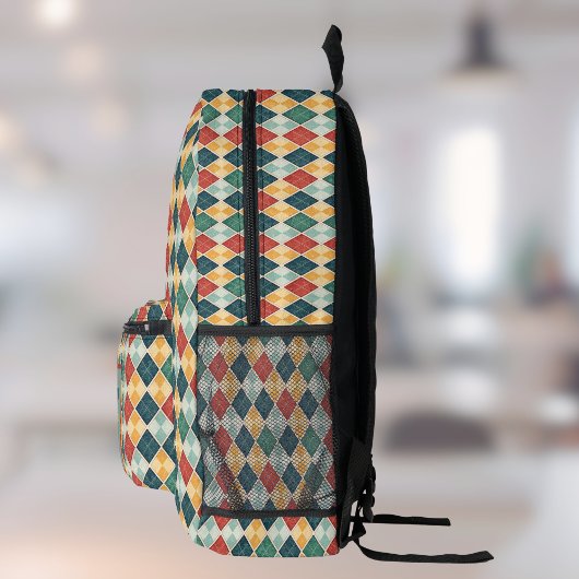 Harlekijn Retro Rood Goud Groen Monogram Argyle Bedrukte Rugzak