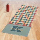 Harlekijn Retro Rood Goud Groen Monogram Argyle Yogamat