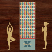 Harlekijn Retro Rood Goud Groen Monogram Argyle Yogamat