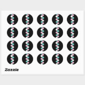 Harlekijn Ronde Stickers (Zwart, Aqua & Roze) (Vel)