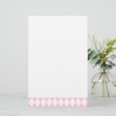 Harlekijn roze en wit briefpapier (Staand voorkant)