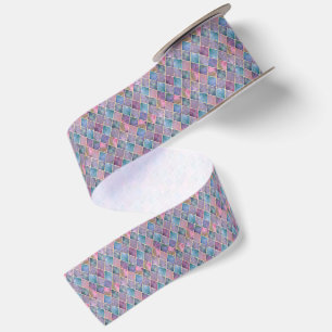 Harlekijn Waterverf Diamant Geometrisch Patroon Satijnen Lint