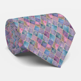 Harlekijn Waterverf Diamant Geometrisch Patroon  Stropdas
