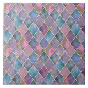 Harlekijn Waterverf Diamant Geometrisch Patroon Tegeltje