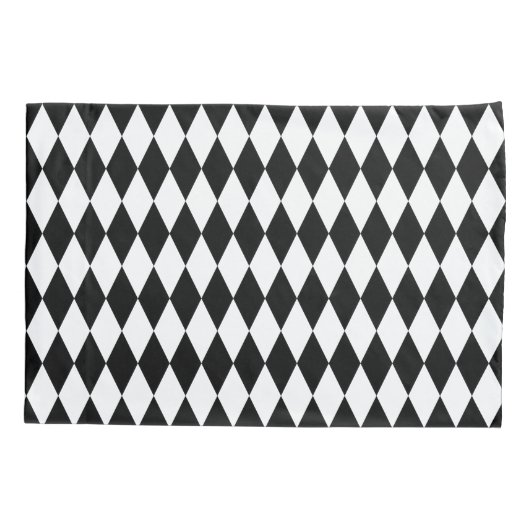 Harlekijn zwart en wit diamantpatroon kussensloop (Achterkant-Links)