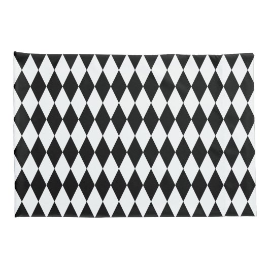 Harlekijn zwart en wit diamantpatroon kussensloop (Achterkant-Rechts)