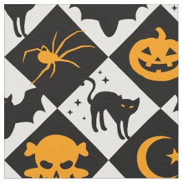 Harlekijn zwart en wit diamantpatroon stof