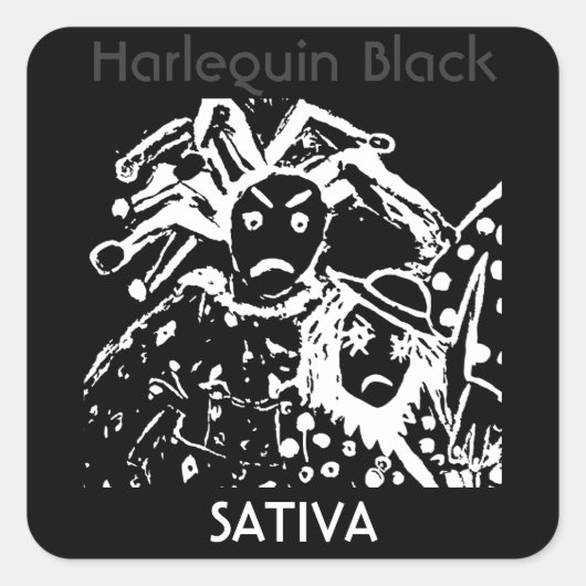 Harlekijn Zwart Sativa Vierkante Sticker (Voorkant)