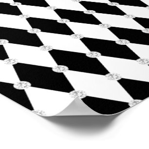 Harlekijn Zwart Wit Ruit Diamant Vorm Poster