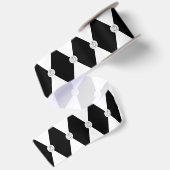 Harlekijn Zwart Wit Ruit Diamant Vorm Satijnen Lint (Achterkant)