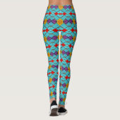 Harlekijnblauw, rood, amber - geometrische lichten leggings (Achterkant)