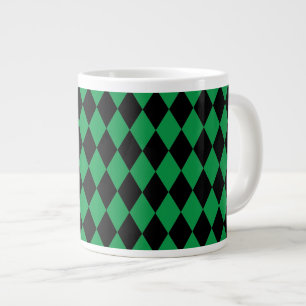 Harlekijngroen en zwart grote koffiekop
