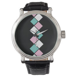 Harlekijnhorloge (Zwart, Aqua & Roze) Horloge