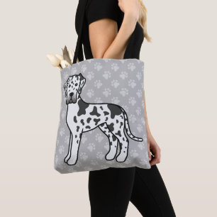 Harlekijnjas Great Dane Cartoon Hond Tote Bag
