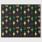 Harlekijnkralen Masker Fleur de Lis Mardi Gras Cadeaupapier (Vlak)
