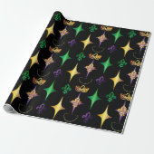 Harlekijnkralen Masker Fleur de Lis Mardi Gras Cadeaupapier (Uitgerold)
